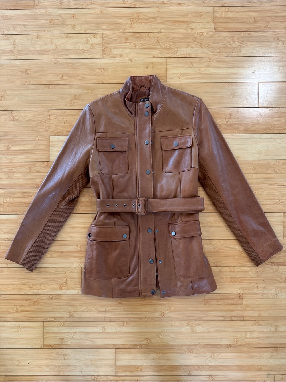J. McLaughlin Brown Leather Belted Jacket